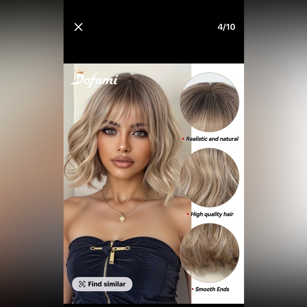 Blonde Wavy Hair Wig 10inch